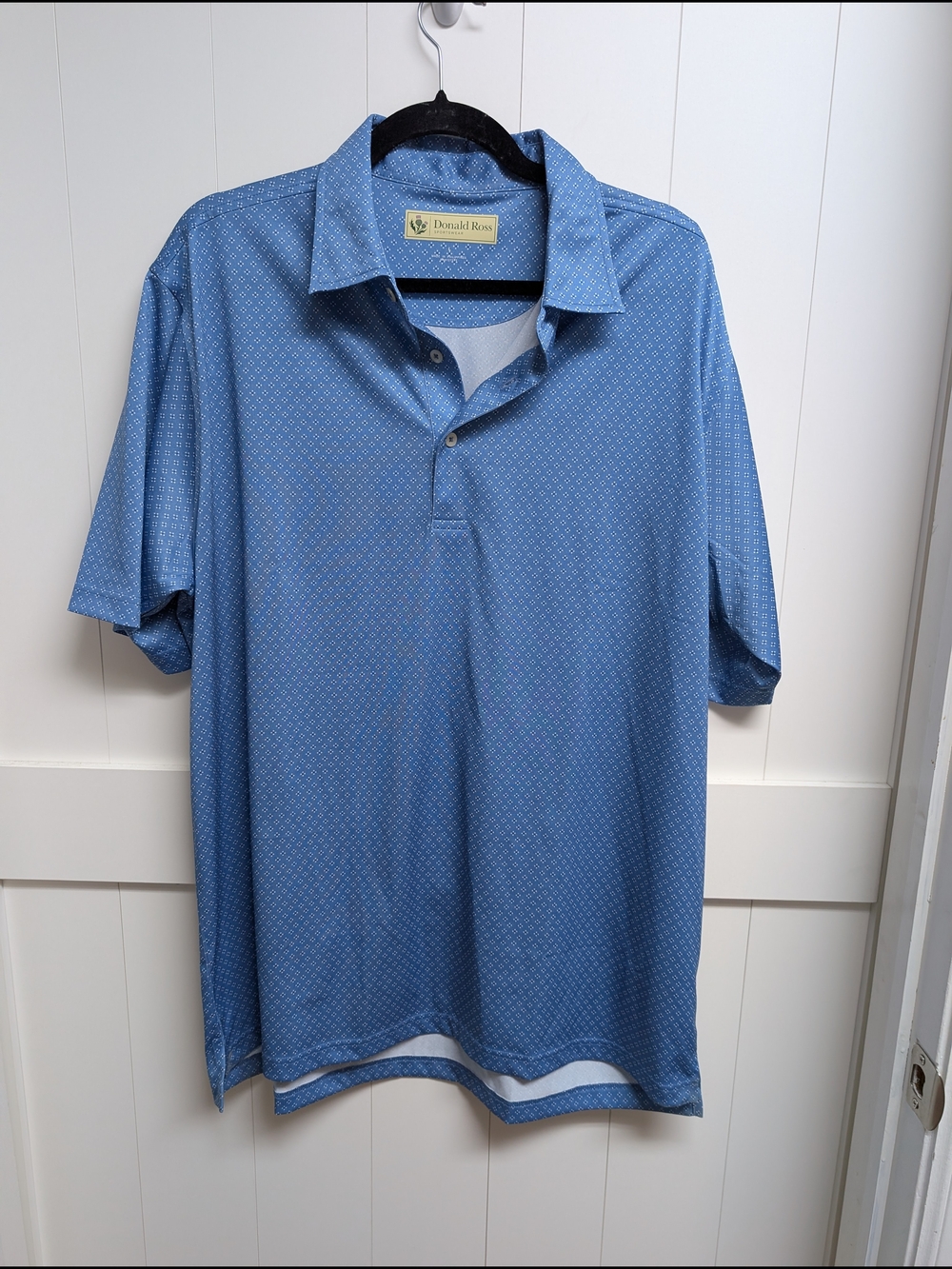 Donald Ross Men's Blue Short-Sleeve Golf Polo, Large